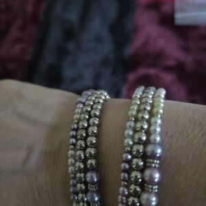 Elegant Silver and Purple Beaded Bracelet Set